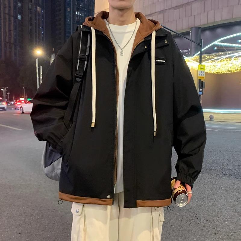 Fake Two-piece Jacket Men's Spring and Autumn Work Jacket Teenager Trendy Outdoor Charge Clothes