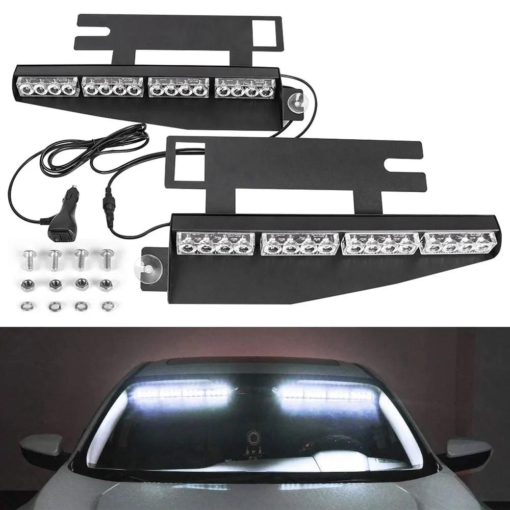 32 LED Emergency Strobe Lights Visor Safety Warning Hazard Dash Windshield Light for Volunteer Vehicles Trucks