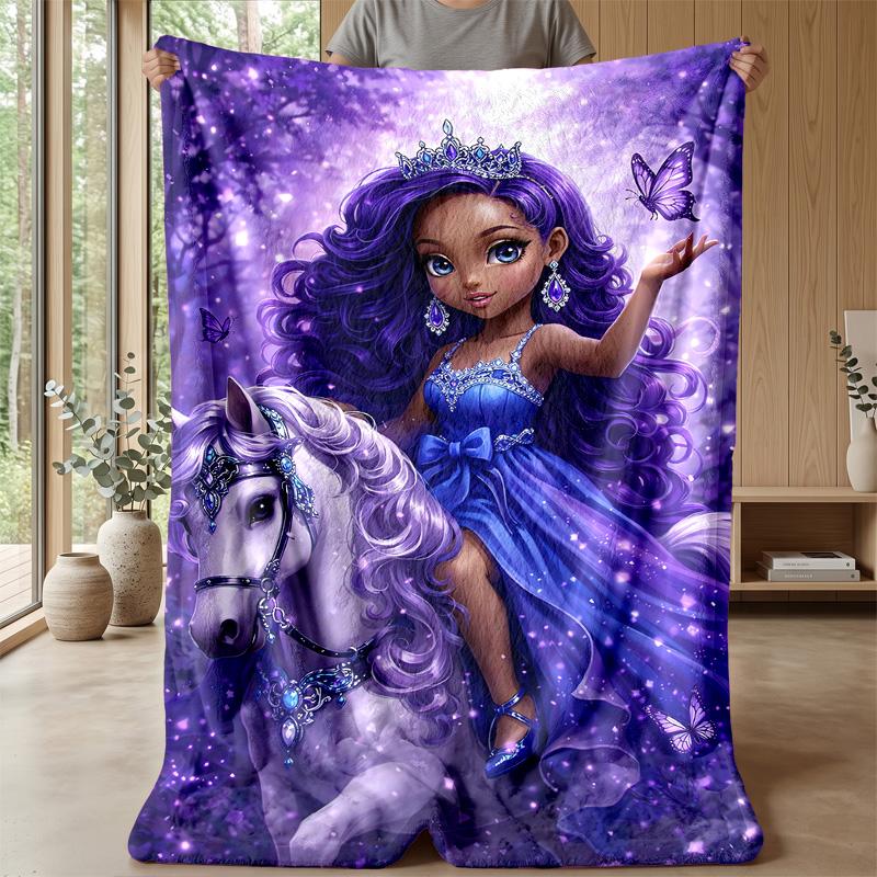 Pink Zebra Princess Print Theme Blanket Lightweight Warm Flannel Blanket Decorative Throw Blanket for Home Decoration