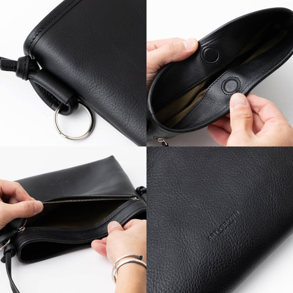 Sacoche Bag Genuine Leather Leather Small Thin Compact Unisex Made In Japan Brown Brown [ART BROWN] Men's