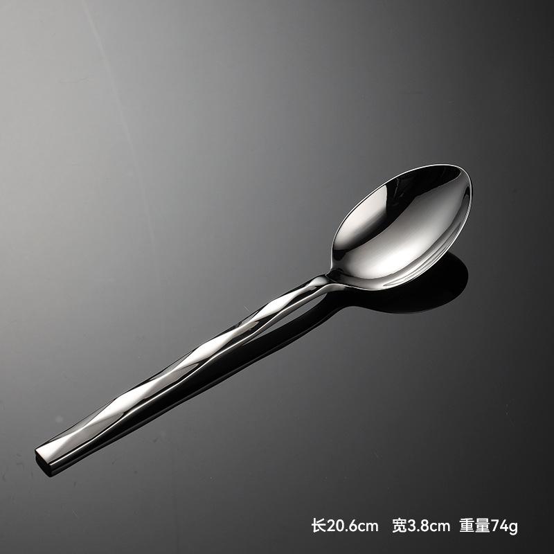 304 Stainless Steel Forged Square Handle Rhombus Pattern Western Food Knife, Fork and Spoon 5 Main Pieces Multi-specification Hotel Set Gifts