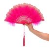 Multicolor Hand Fan Lace Wedding Party Bride Fan White Fur Folding Fan  Hand Held Party Decoration