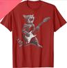 Cat Playing Guitar Rock Star Printed Tshirt Design Gift Tshirt Women Clothing Fashion Summer Streetwear Graphic T Shirts Y2K