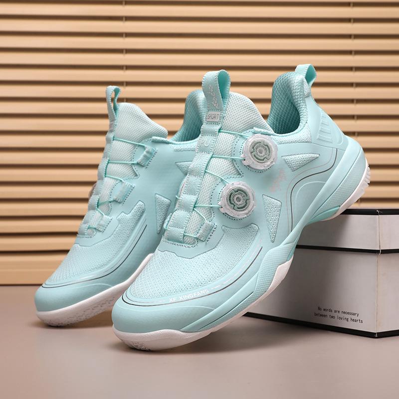 Professional Competition Badminton Shoes with Rotating Buckle, Shock Absorption, Carbon Plate, Non-slip, Wear-resistant for Men and Women
