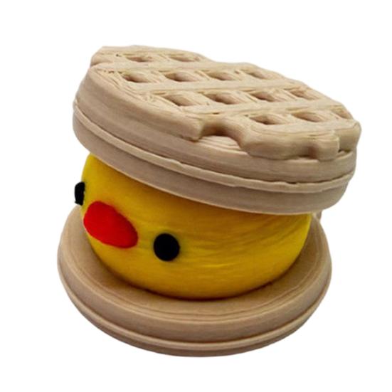 Waffle Chick Fidget Toy 3D Printed Cute Duck Clicker Keychain Mini