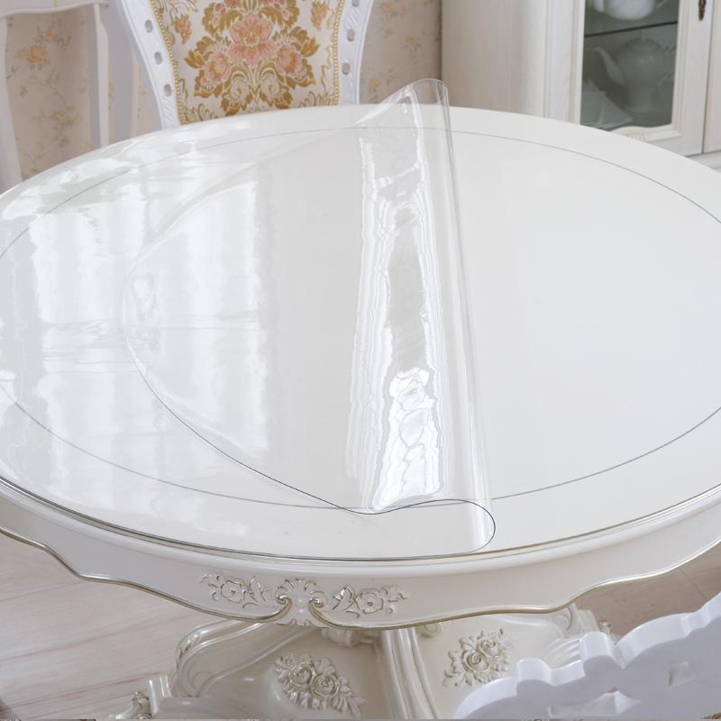 Runder PVC-Tischdecken-Tischdecke Wasserdicht und Ölabweisend Zum Drauflassen Weichglas Runde Tischdecke Tischdecke für Großen Runden Tisch