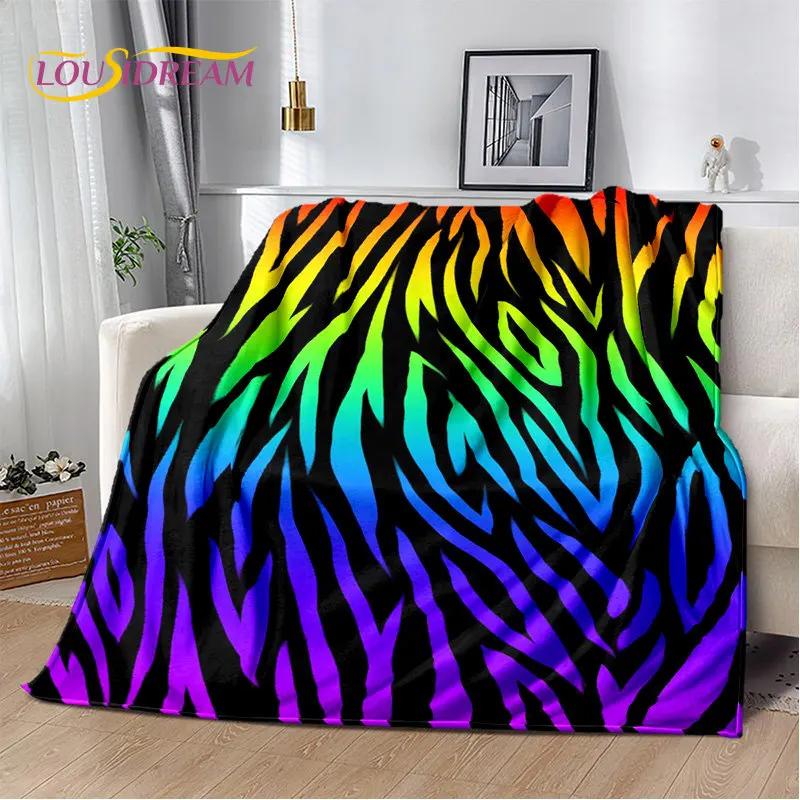 3D Colorful Zebra Pattern Soft Plush Blanket,Flannel Blanket Throw Blanket for Living Room Bedroom Bed Sofa Picnic Office Cover