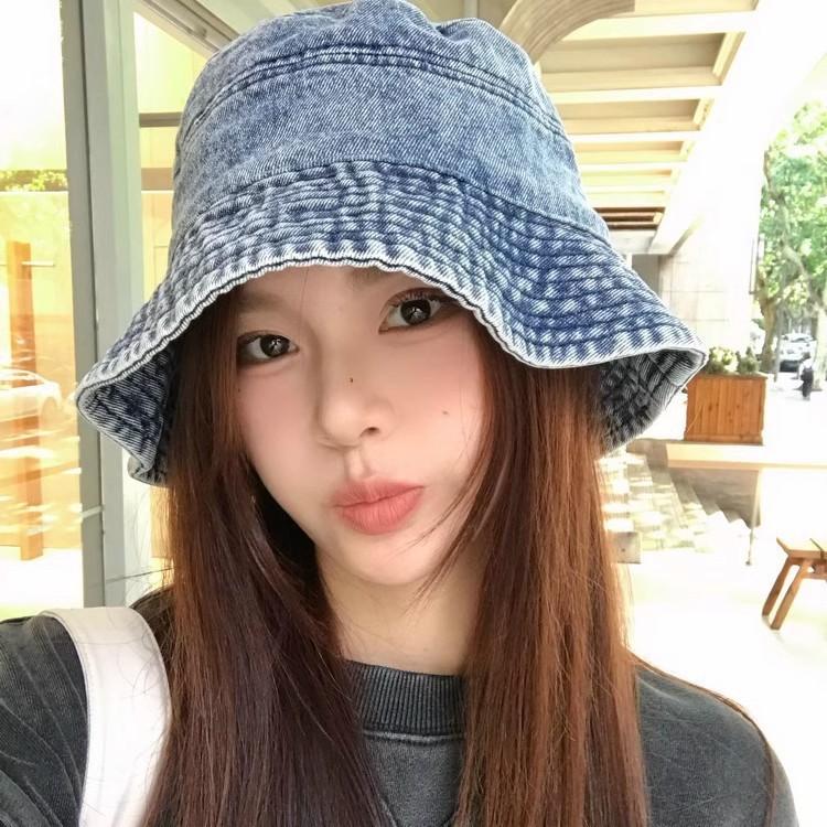 Korean-style fashionable vintage fisherman hat for women, suitable for spring, summer, and autumn, versatile and face-slimming, denim bucket hat