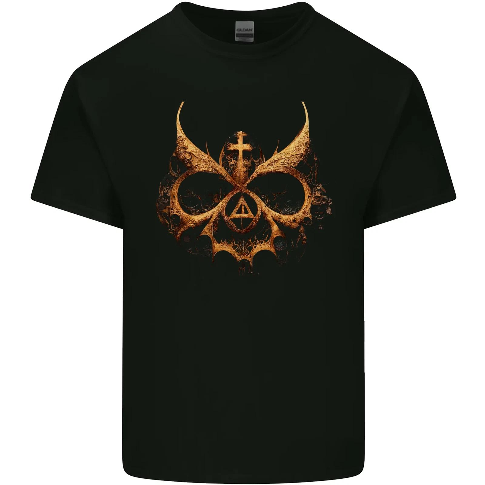 Evil Mask Black Magic Devil Worship Ouija Skull Kids T-Shirt Childrens M