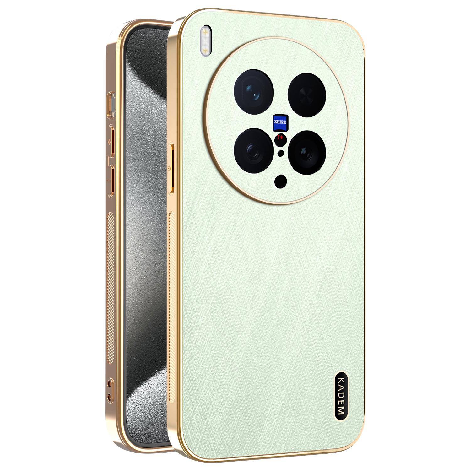 

KADEM For vivo X200 Ultra 5G Case Electroplating Silk Texture PU+TPU Phone Back Cover Green