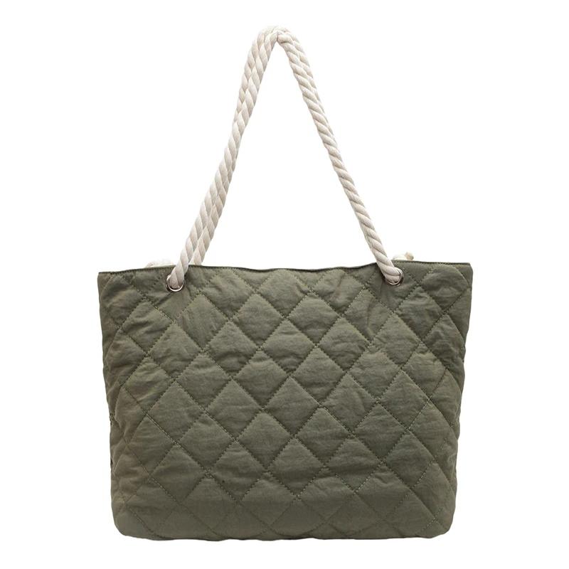 

Большая вместимость практичная универсальная уникальная молодежная сумка через плечо новая простая сумка для отдыха с ромбовидной сеткой из хлопка большая сумка для одежды