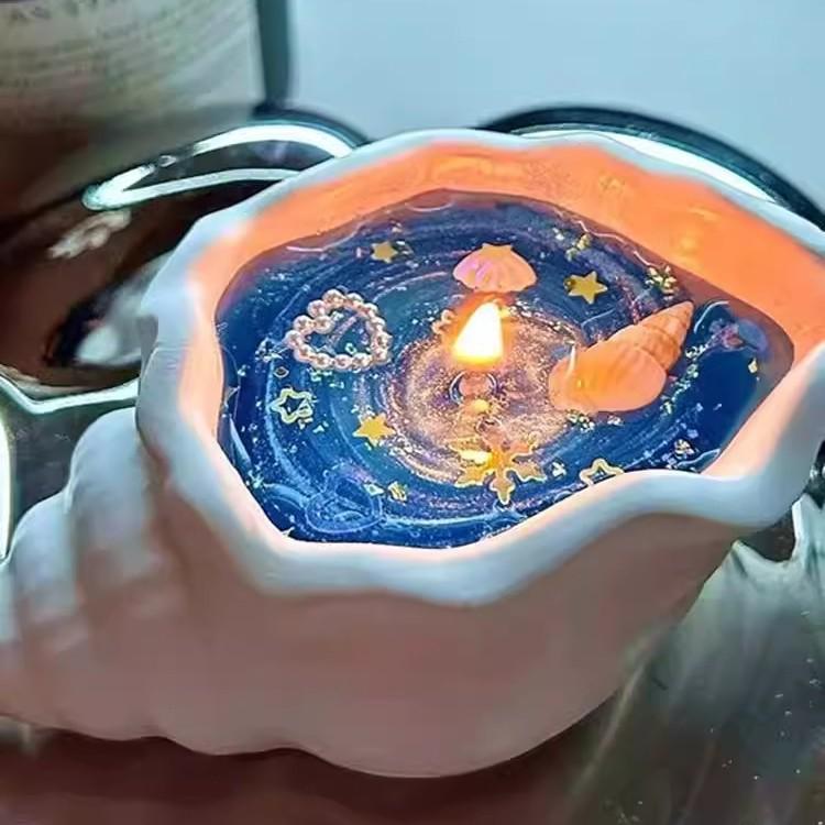 Seashell Scented Candle - Creative Handmade Ornament for Birthday & Bedroom, Long-lasting Home Fragrance