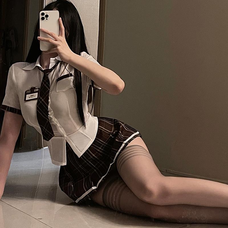 Sexy Schoolgirl Lingerie For Women Costumes Roleplay Pleated Mini Skirt Women Sexy Students Naughty