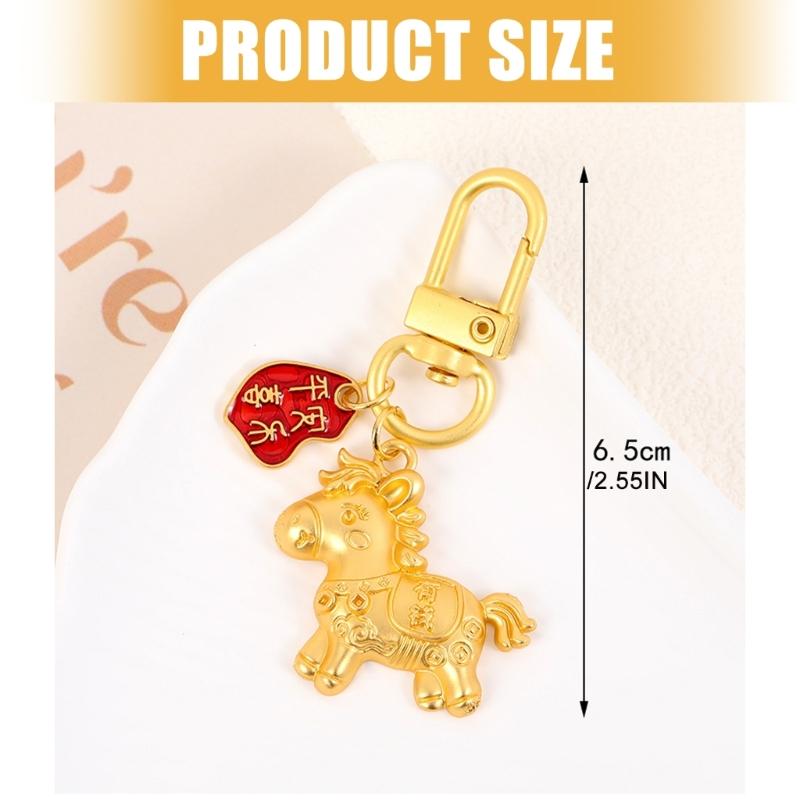 Elegantes chinesisches Legierungs-Pferde-Schlüsselanhänger-Anhänger mit Goldfinish-Verzierungen für Schlüssel, Taschen oder als Glücksbringer