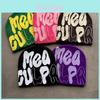Knit Hat For Men And Women With Letter Pattern Warm Acrylic Winter Accessory