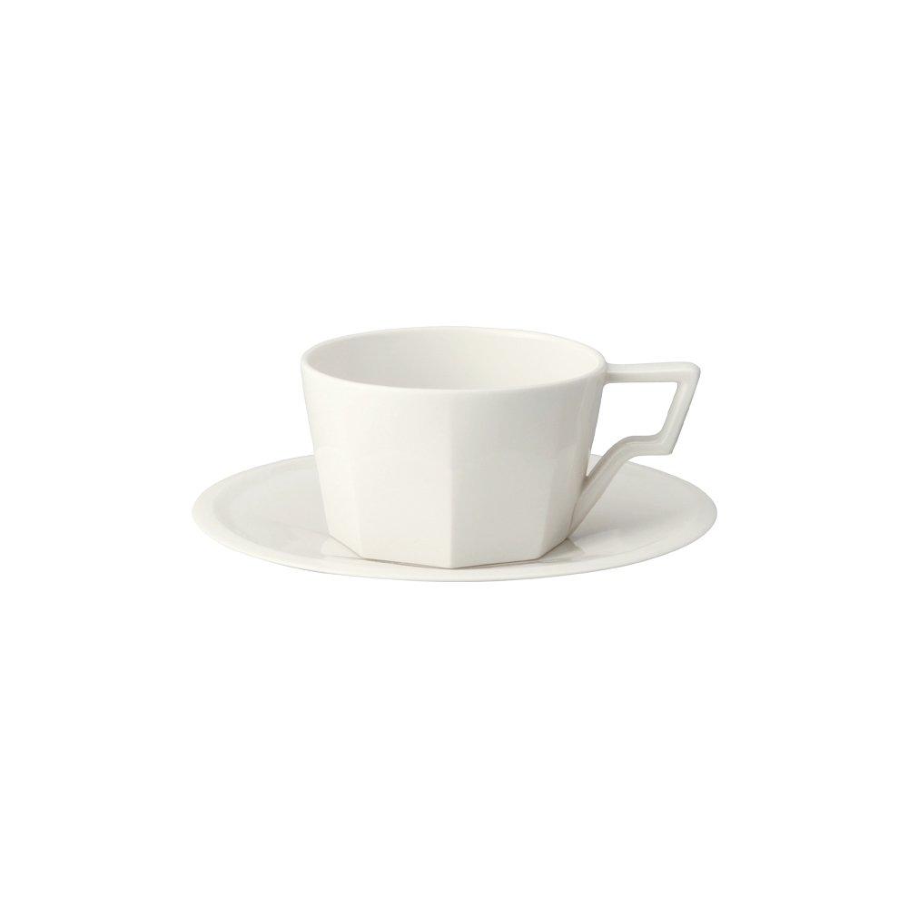KINTO OCT Cup & Saucer, 300ml, White, Microwave and Dishwasher Safe, 28885