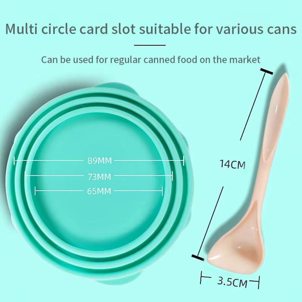 Food Grade Silicone Pet Food Can Lid Reusable Dishwasher Safe Silicone Sealer Cover BPA Free 2 in 1 Lid Spoon