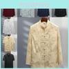 Chinese Style Tang Suit Men Long Sleeve Silk Blended Fabric Casual Traditional Clothing For Middleaged Adults