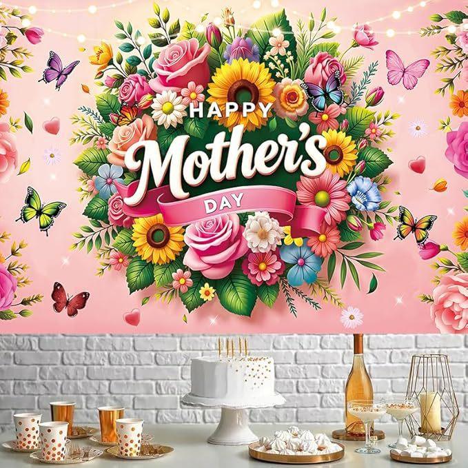Temu Flowers Mother's Day Party Celebration Decorative Background Cloth Courtyard Decoration