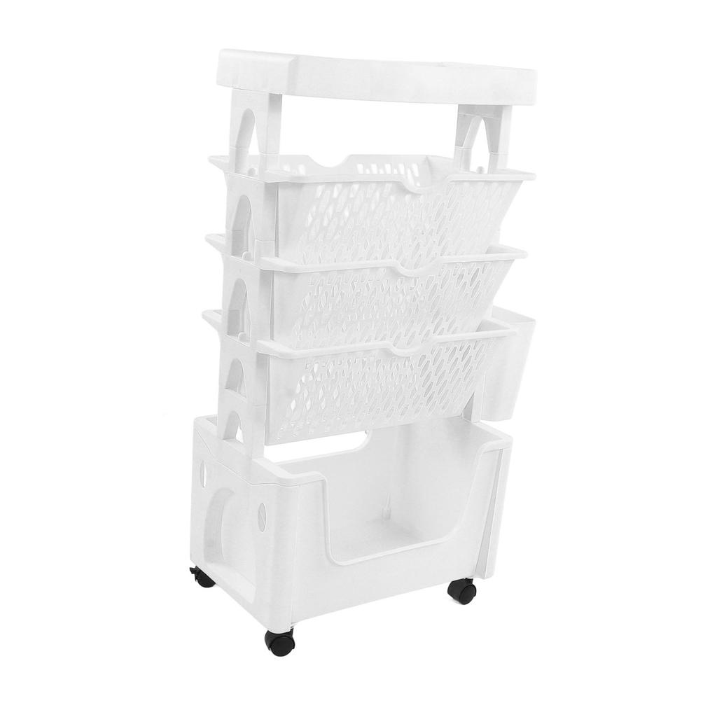 Movable Book Rack Large Capacity 5 Layer Thickened Rollers Multifunctional Movable Bookshelf for