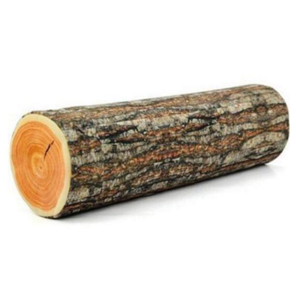 Material Tree Log Pillow Soft Texture PP Cotton Filled Stump Cushion Realistic Wood Grain Round Floor Cushion For Women