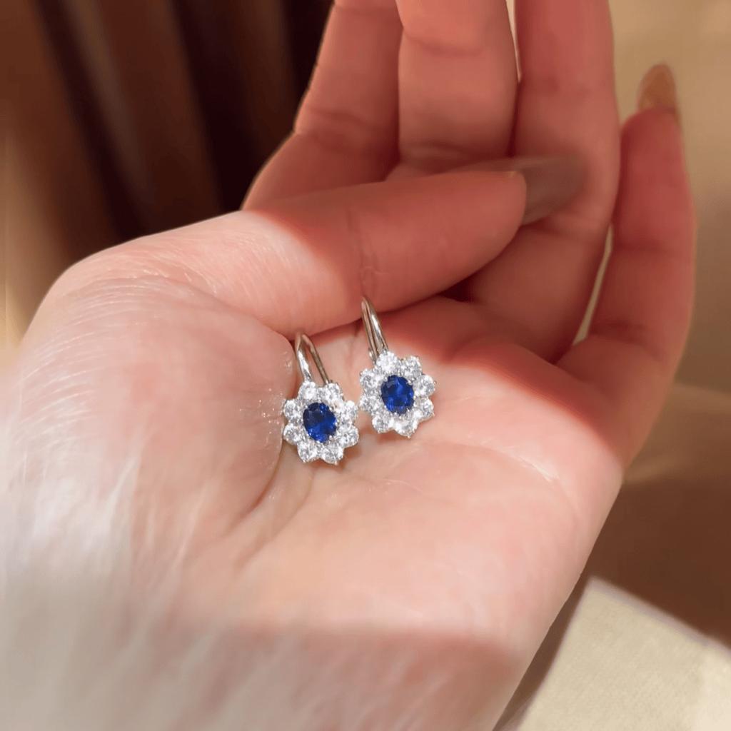 2026 High-end Weaving Design Blue Spinel Ring Light Luxury Red Corundum Earrings Colorful Treasure Set High Carbon Diamond Ear Buckle Women