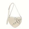 Borsa a Spalla Forma di Cuore Stile Y2K di Nicchia, Borsa a Tracolla con Zip e Decorazioni di Borchie Monocolore per Donna