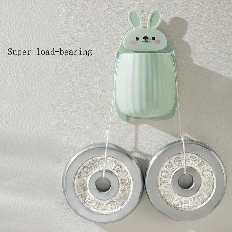 1pc Cute Rabbit Storage Rack, Makeup Brush Storage Box, Bathroom Wall Mounted Toothbrush Holder, Bathroom Accessories