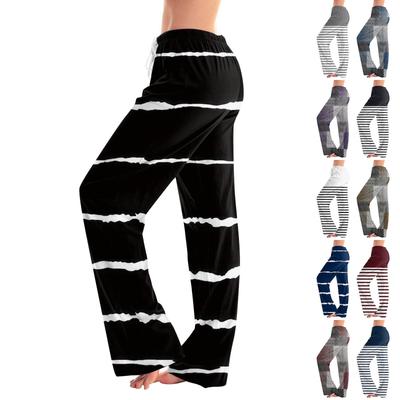 Womens Pajama Pants Sleepwear Casual Drawstring Elastic Waist Pants  Comfy Straight Yoga Loose Trousers