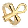 Vintage Ancient Egyptian Ankh Cross Titanium Steel Ring Ring 18K Gold Plated Men's Ring Jewelry Wholesale