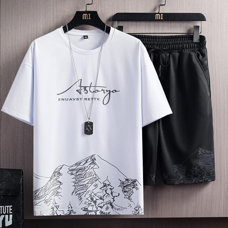 Men's Ice Silk Quick-Dry Summer T-Shirt & Shorts Set - Cool, Loose, Trendy, Casual Sportswear