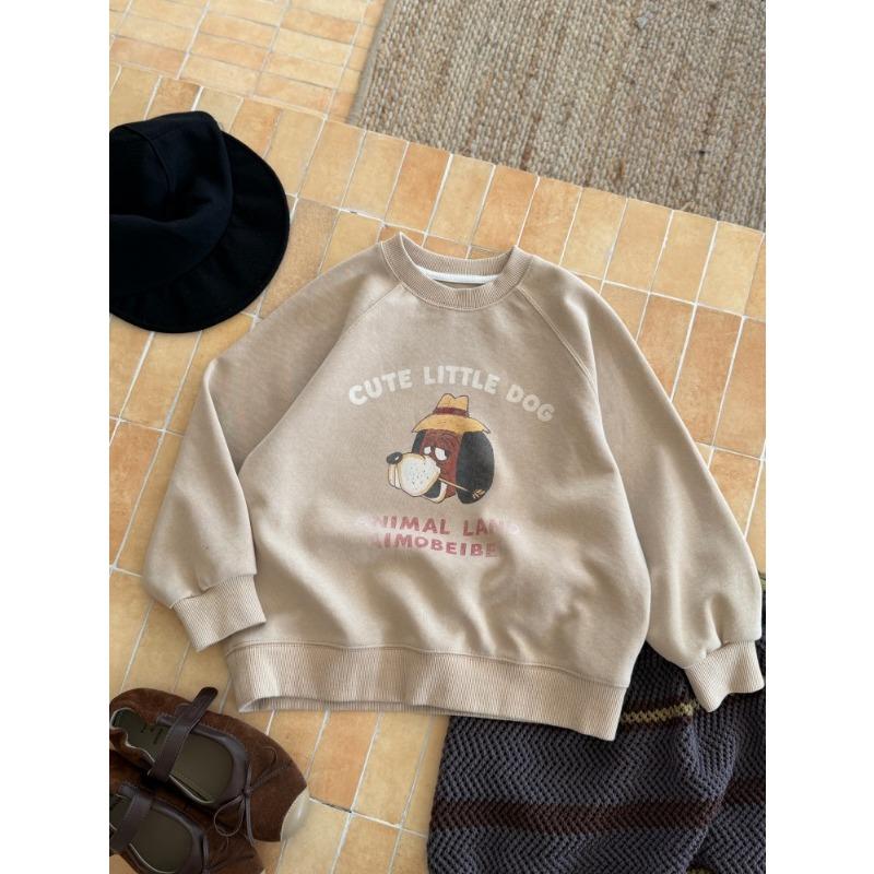 Kids Girls Cute Cartoon Print Casual Loose Round Neck Long Sleeve Pullover Sweatshirt