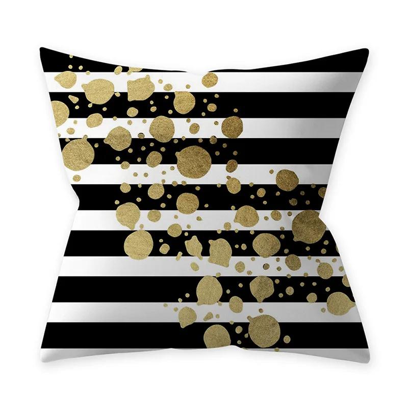 Golden Black Pattern Decorative 45*45CM Cushion Cover Polyester Throw Pillowcase Sofa Home Car Decorative PillowCover