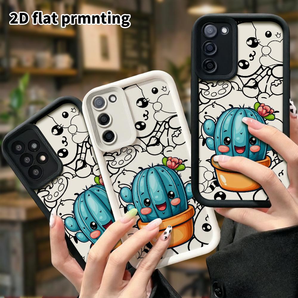 Phone Case: 2D flat, suitable for Samsung Galaxy A34 A35 M05 M06 S20 S22 S21 FE Plus 5G protective cases, potted cactus, perfect Christmas and Hallowe
