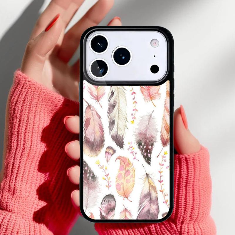 Watercolor Feather Pattern Design Phone Case for iPhone 17 Air 16e 15 14 13 Pro Max Back Cover for 12 11 Pro Coque