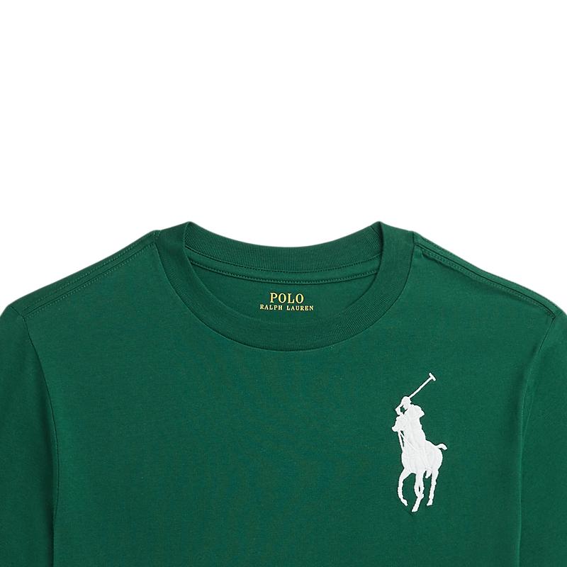 Polo Ralph Lauren T-Shirt Ss24 Digital Patch Plain Knit Crew Neck Short Sleeve New Forest Green Kids Tops CWPOTSHY8020828-300