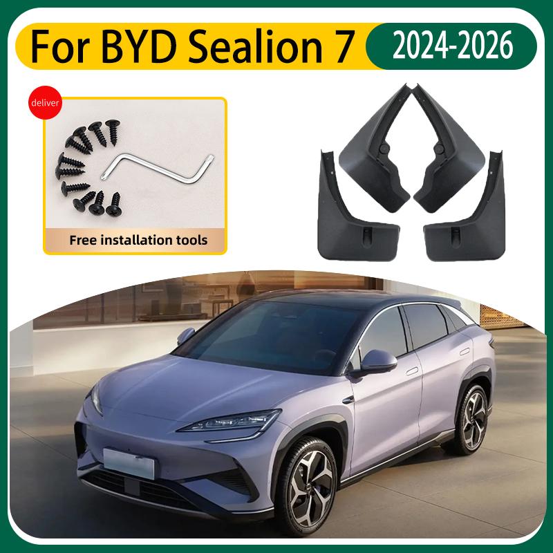 4PCS Car Mud Flaps For BYD Sealion 7 Body Kit 07 EV 2024-2026 Auto Mudguards Splash Guard Front Rear Fenders Car Exterior Parts