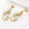 Nidin New Design Geometric Shiny Crystal Zircon Earrings Women Simple Fashion Jewelry Engagement Exquisite Party Gift Wholesale