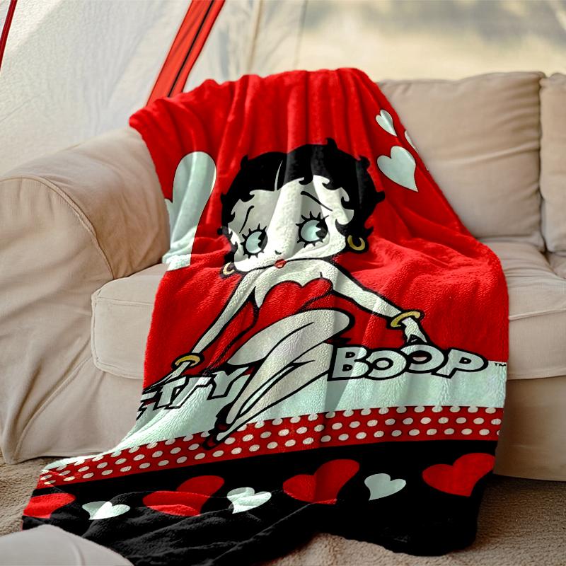 [Betty Boop Blanket] Soft Throw Blanket for Bed Sofa, Holiday Gift Blanket for Women Men Family Friend