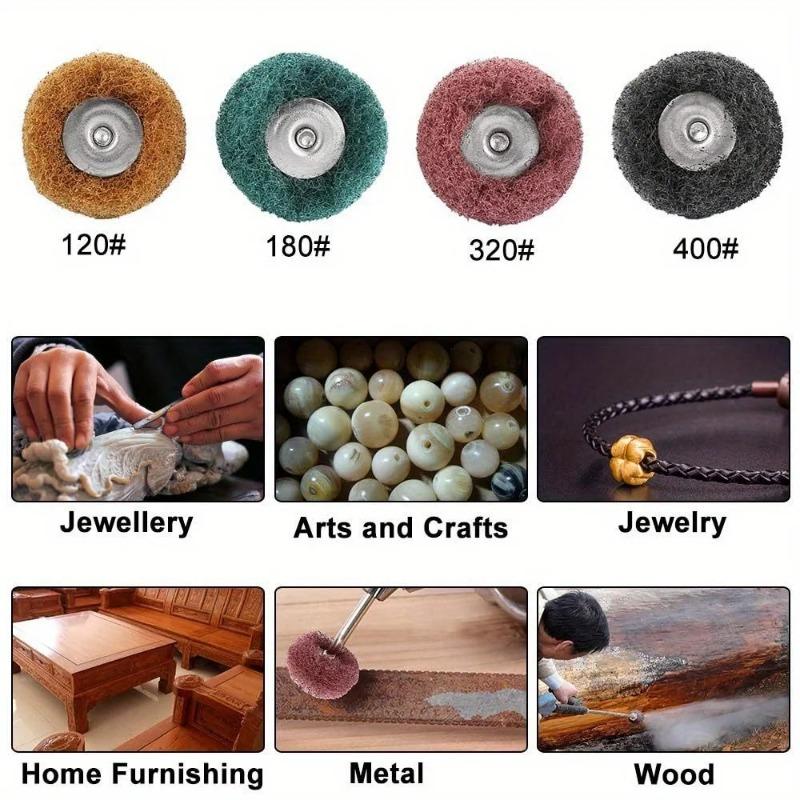 20pcs Mini Drill Abrasive Brush Nylon Buffing Polishing Wheel with 2.35mm Shank Grinding Sanding Head for Dremel Rotary Tool