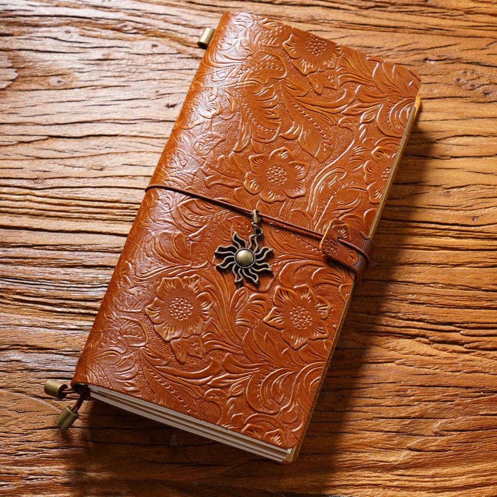 2026 Retro Carved Cowhide Travel Notepad Handmade Notebook Stationery Handbook Creative Diary