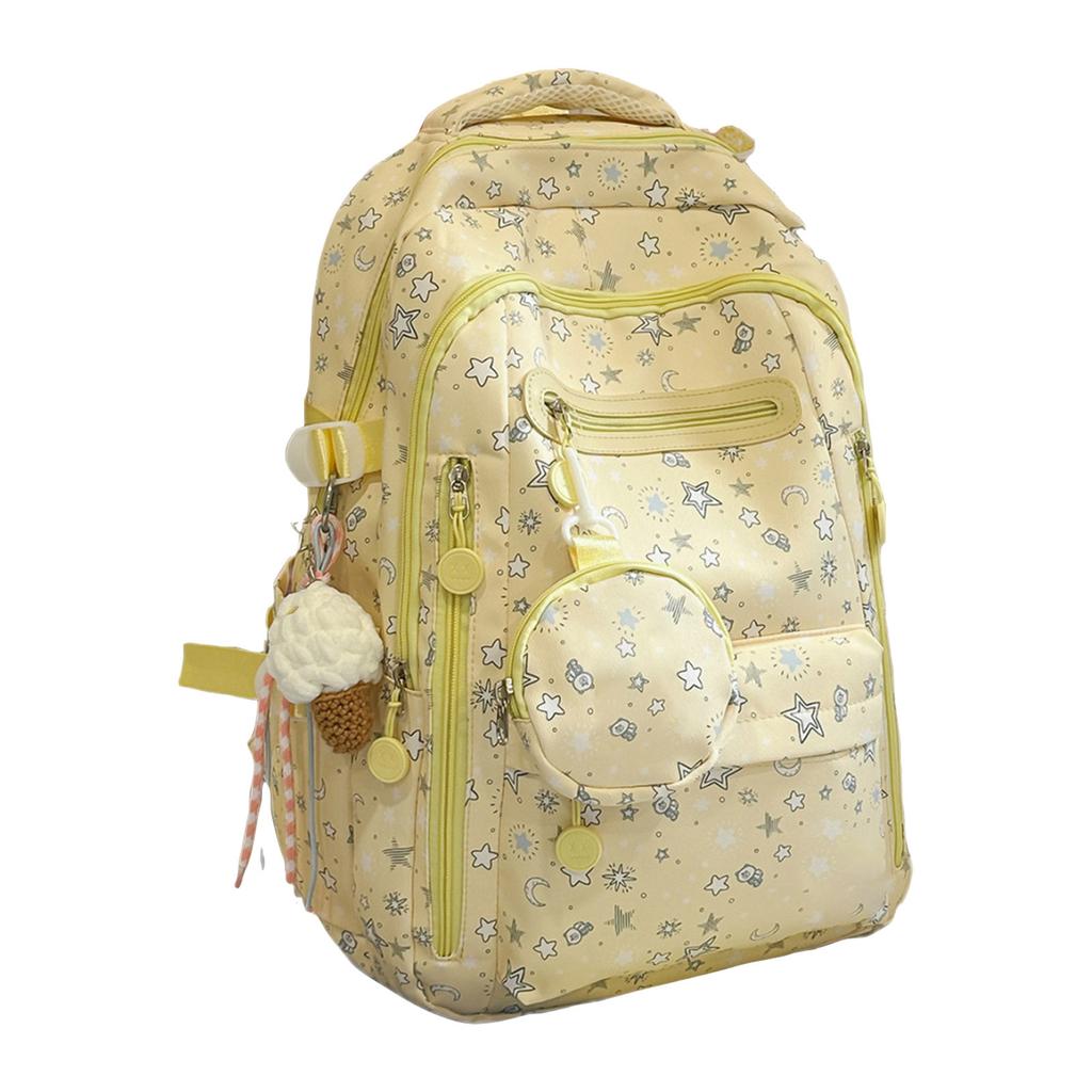 Large Capacity School Backpack with Pendant Charm for Students, Travel and Daily Use