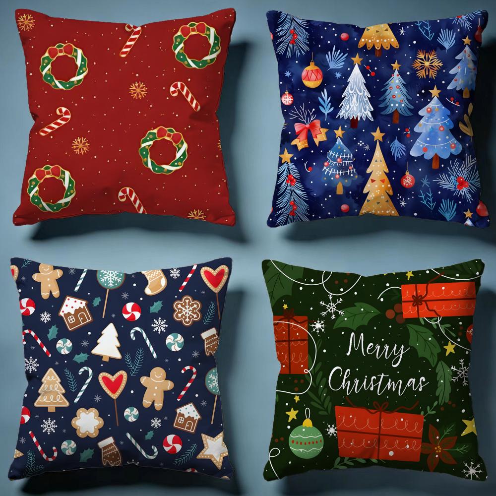 christmas Cushion Cover Soft Decorative Pillow Case Suitable for Bedroom Sofa Car Travel Use