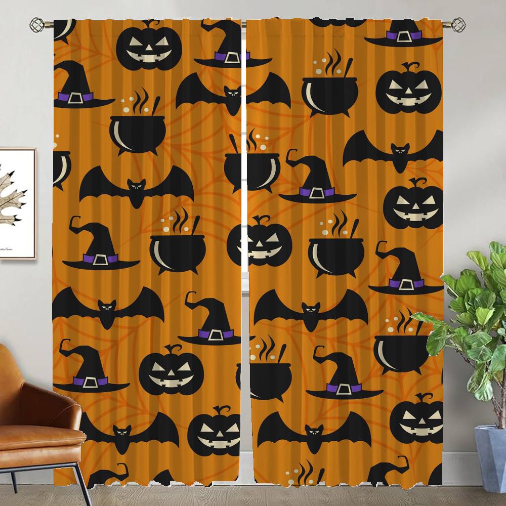 Cartoon Children Curtains for Living Room Curtain for Room 2 Panel Home Interior Curtains Halloween Decoration Shades Partition