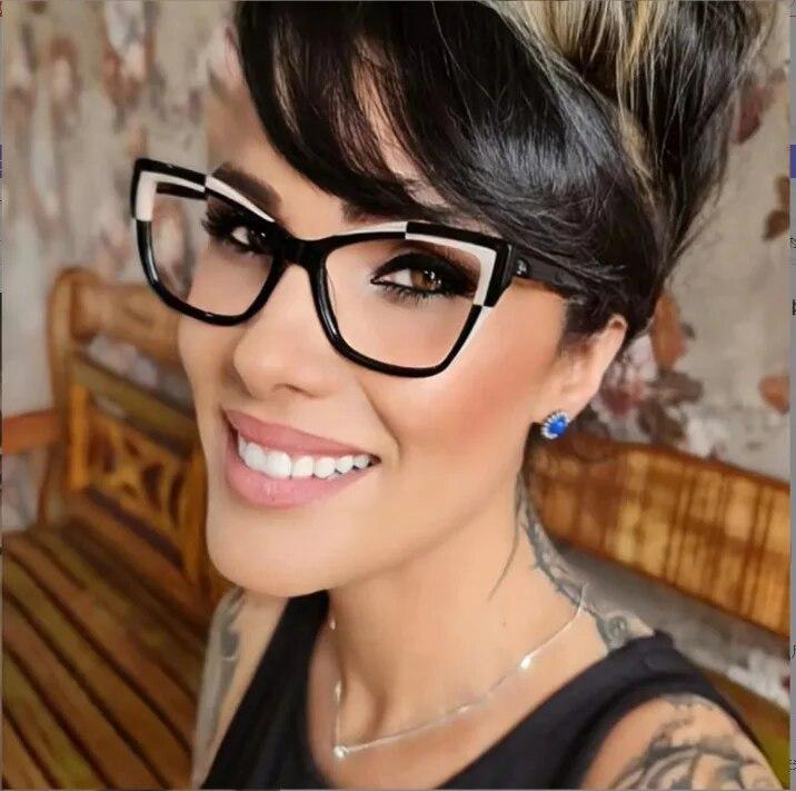 Optical Spectacle Eyeglasses Frames for Women Anti Blue Light Blocking Glasses  Designer Cat Eye Ladies Fashion Eyewear New