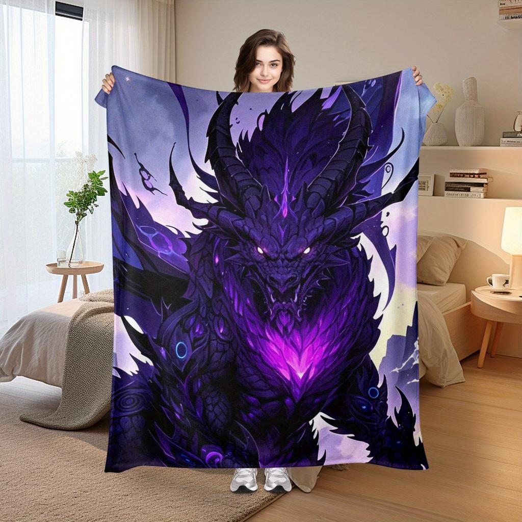 Majestic Purple Dragon Blanket - Soft Cozy Throw with Fantasy Design, Perfect for Home Decor, Unique Gift for Mythology Lovers