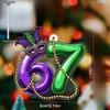 Glittering Purple, Green Masks Pattern - Transparent Pendants, Drops & Finials with Number 67 Shaped, No Electricity Needed, Nurseries, Vintage Home D