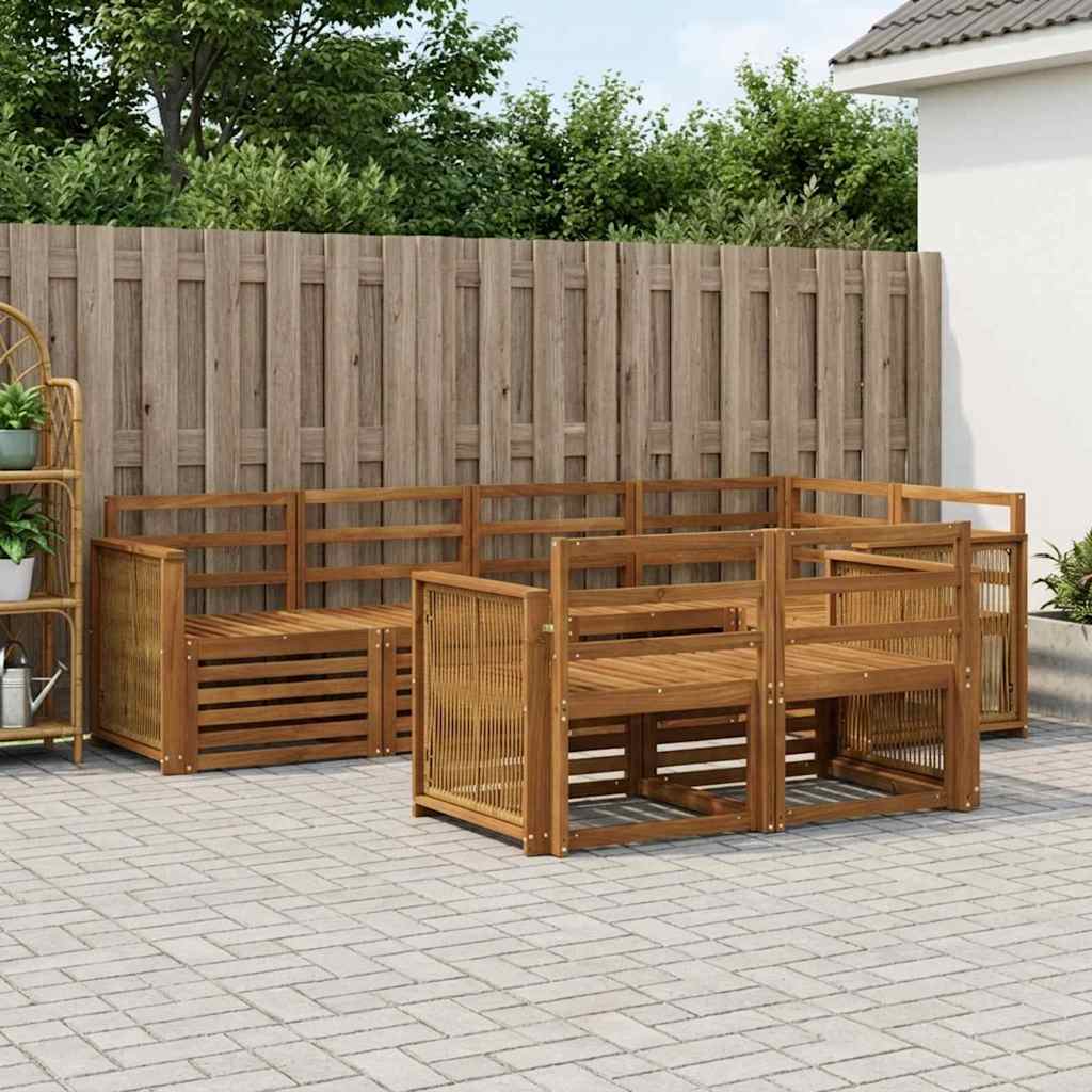 Modular Outdoor Sofa Set 6 Pcs Natural Solid Acacia Wood