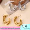 European and American Minimalist Geometric Stainless Steel Line Earrings