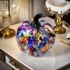 Hall Cabinet Skull Pumpkin Figure with Paint Pattern for Holiday Indoor Shelf Table Room for Mantels Entryway and Home